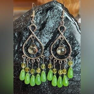 Natural Citrine and Glass Beaded Handmade Dangle Earrings